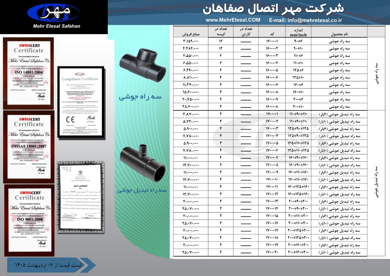 لیست قیمت مهر اتصال صفاهان، صفحه ۹