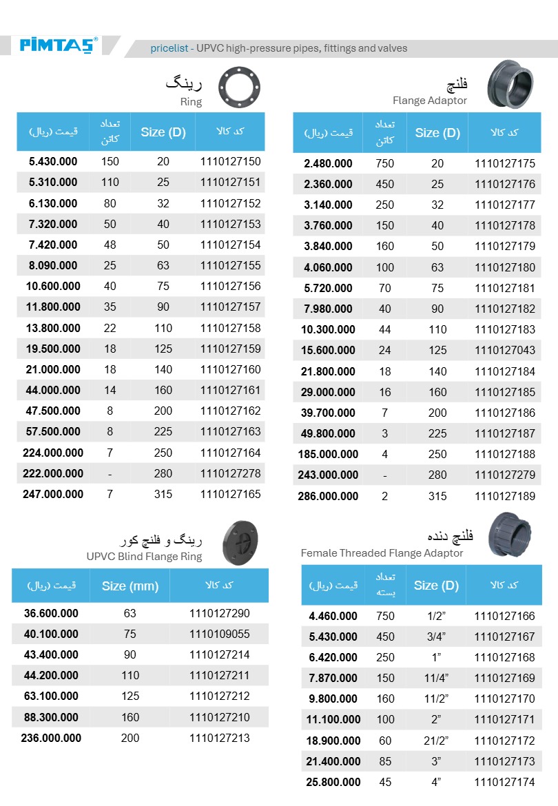 لیست قیمت پیمتاش، صفحه ۱۰