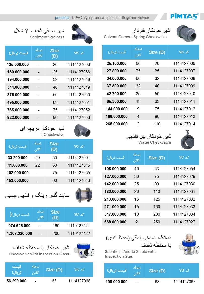 لیست قیمت پیمتاش، صفحه ۱۳
