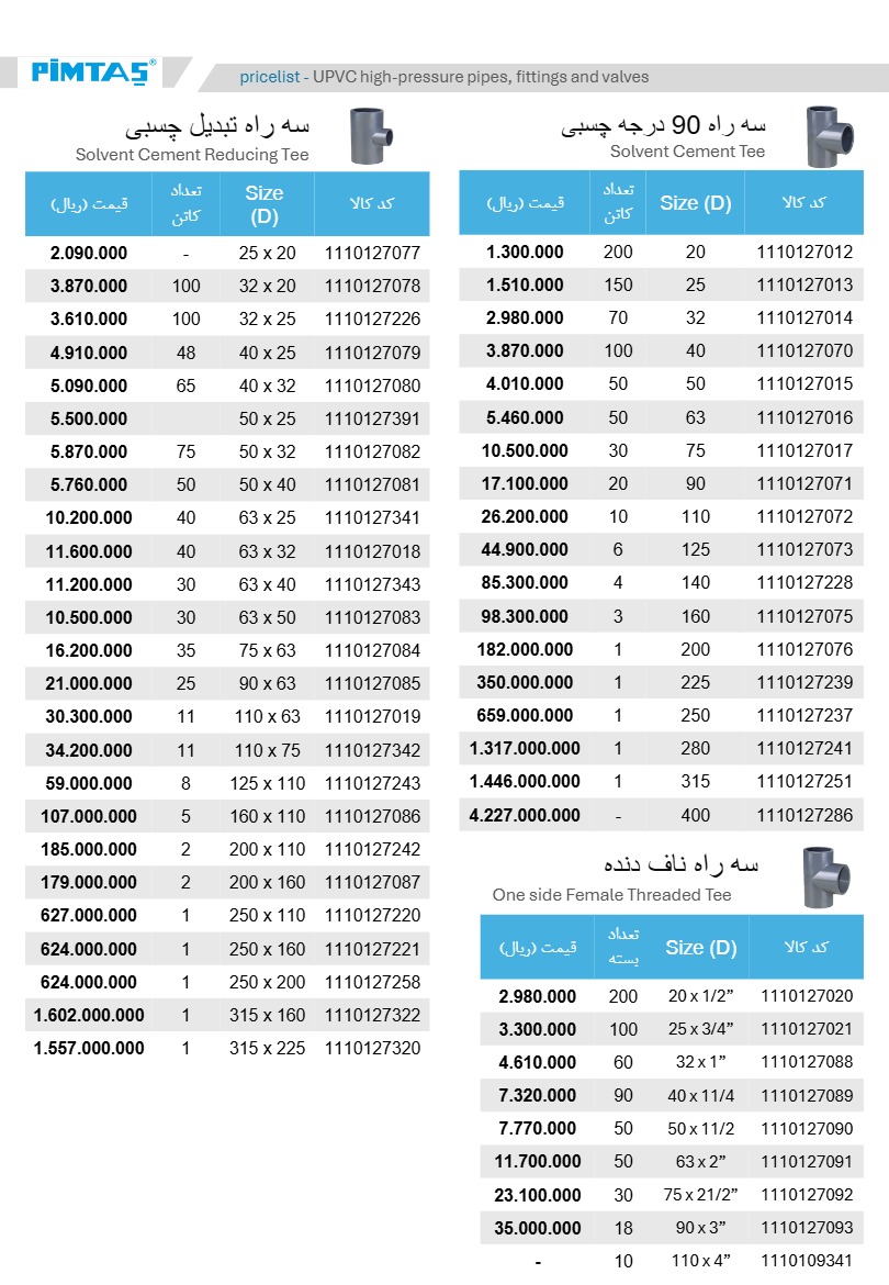 لیست قیمت پیمتاش، صفحه ۶
