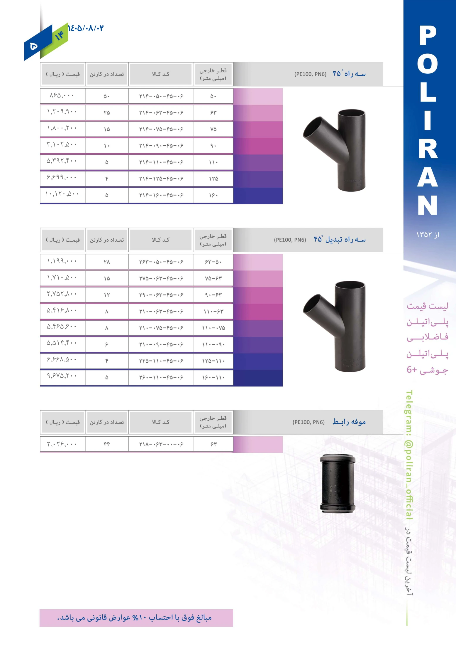 اتصالات جوشی فاضلابی پلی ران، صفحه ۶