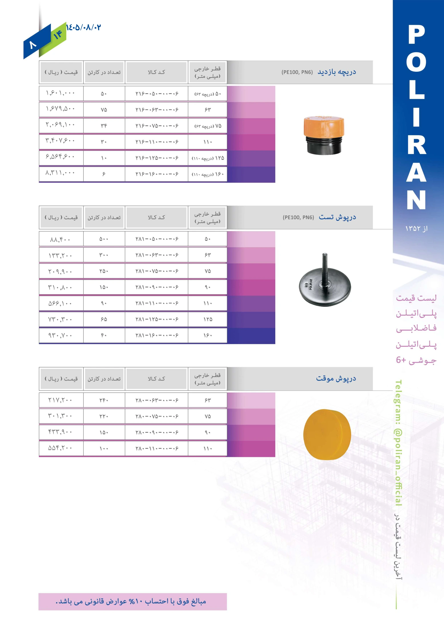 اتصالات جوشی فاضلابی پلی ران، صفحه ۹